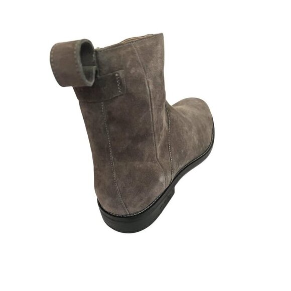 AllSaints Mens Grey Suede Ankle Boots Hollow Leather Side Zipper Sz 10 M New
